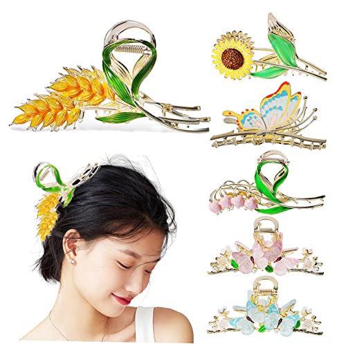 OHPHCALL 6 Stück Haarspangen Mit Schmetterlings Blumen Dekor Metall Haarklammern Für Damen Rutschfeste Haarclips Für Dickes Und Dünnes Haar Kopfschmuck Für Alltag Und Besondere von OHPHCALL