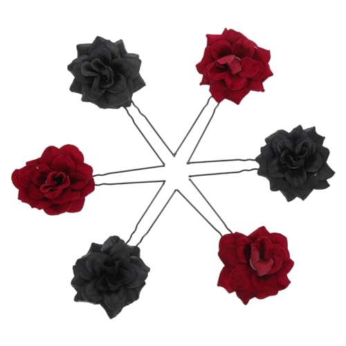 OHPHCALL 6St neue rosafarbene Haarnadeln flower hair clip Haarnadeln mit Blüten Essstäbchen für Hochzeitshaare Haarspangen für Damen Haar Haarschmuck U-förmige Haarnadeln Haargabel von OHPHCALL