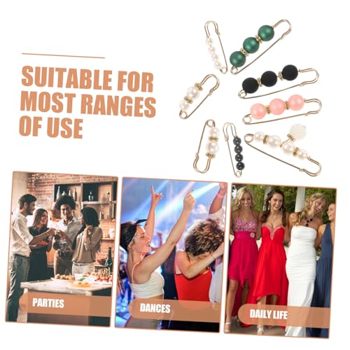 OHPHCALL 8 Stück Teiliges Perlenbroschen Taillenklemmen aus Kunstperle und Legierung Verstellbare Hosenclips für Damen Rutschfester Bundfixierer für Röcke und Hosen Modische Anstecknadeln von OHPHCALL