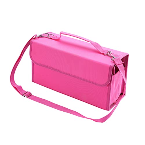 OHPHCALL Fächer Marker-Stift Aufbewahrungstasche Mit Schultergurt Robuste Nylon Reißverschluss Tasche Rosarot Für Stifte Kosmetik Und Kreative Projekte von OHPHCALL