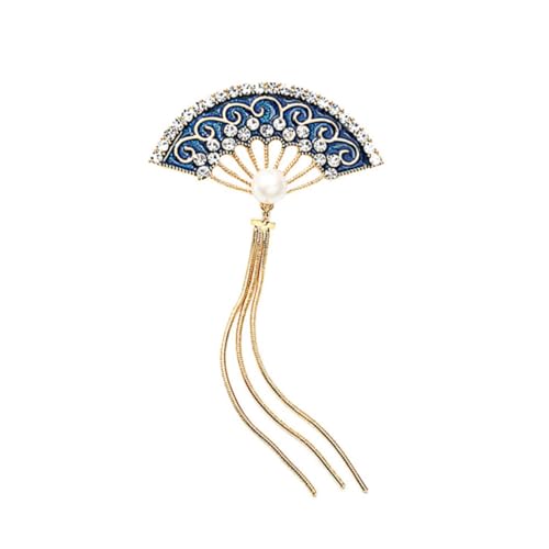 OHPHCALL Alloy Brosche Damen Fan Design mit Quaste Vintage Emaille Brustnadel für Kleidung Vielseitige Anstecknadel als Modisches Accessoire für Party Kleid und Alltag von OHPHCALL