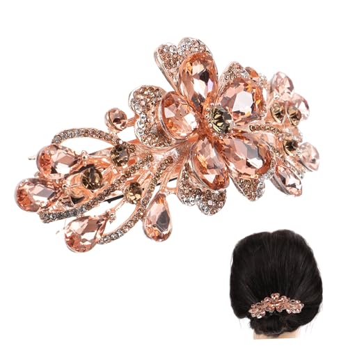 OHPHCALL Blumen-haarclip Für Mädchen Funkelnde Strass-haarspange Große Feder-haarspange Vielseitiges Haarschmuck-accessoire Für Frühlingslooks Elegant Und Charmant von OHPHCALL