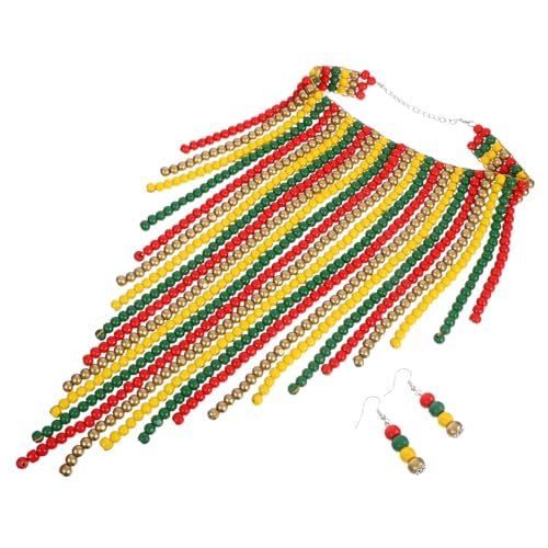 OHPHCALL Bohemian Holzperlen Halskette Extravaganter Statement Schmuck Bunte Afrikanische Perlen Ethno Damen Leicht Für Festival Alltag Stylings von OHPHCALL