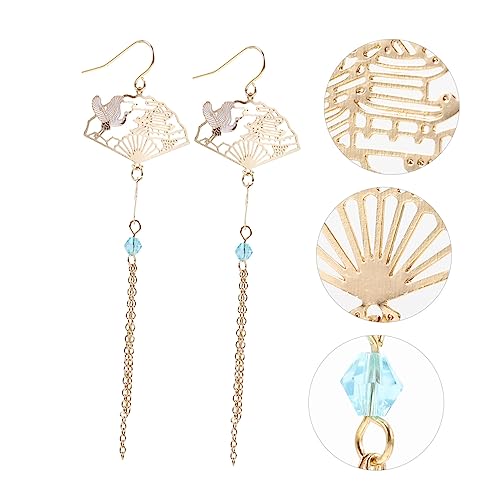 OHPHCALL Chinesische Fan Ohrringe mit Langen Quasten Filigranes Design Sicher und Praktisch Geeignet für Partys Bälle Hochzeiten und Alltag Ohrhänger für Damen Ohrschmuck von OHPHCALL