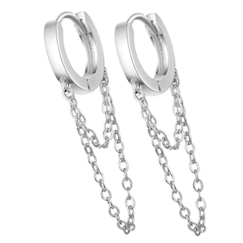 OHPHCALL Clip Ohrringe Damen Punk Gothic Sicherheitsnadel Ohrschmuck mit Ketten Tassel Platinfarbene Dangle Ohrhänger Statement Ohrringe für Mädchen und Jugendliche Festliche Accessoires von OHPHCALL