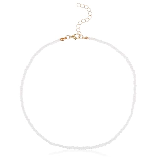 OHPHCALL Einlagige Farbige Reisperlen Halskette für Damen Kreativer Schmuck für Strandpartys Hochzeiten und Besondere Anlässe Elegantes Design Weiß OHPHCALL Einlagige Farbige Reisperlen Halskette für Damen Kreativer Schmuck für Strandpartys Hochzeiten und Besondere Anlässe Elegantes Design Weiß von OHPHCALL