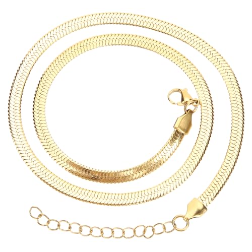 OHPHCALL Flache Schlangenkette Halskette Damen Edelstahl Schlangenknochen Design Minimalistische Kette für Frauen und Freundinnen von OHPHCALL