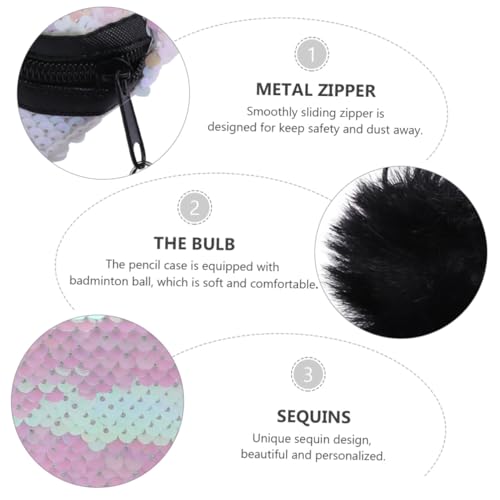 OHPHCALL Glitzernde Federmappe mit Pailletten Geräumig Langlebig und Vielseitig für Reise Schule und Kosmetik zur Ordentlichen Aufbewahrung von Schreibwaren und Make Up Modisch in Weiß von OHPHCALL