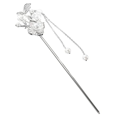 OHPHCALL Vintage Haarschmuck Mit Blumenmotiv Klassische Haarnadel Für Hochzeitsfrisuren Für Frauen Und Mädchen Haarstäbchen Mit Quaste Und Perlen von OHPHCALL