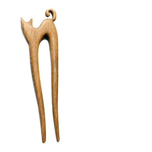 OHPHCALL Haarstäbe Aus Holz Für Frauen Chinesische Haarstäbchen Haarstäbchen Aus Holz Für Dutts Für Hochzeiten Und Partys Katze Geschnitzte Haar Gabel von OHPHCALL