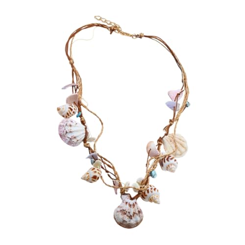 OHPHCALL Handgefertigte Muschelanhänger Halskette Hawaiianischer Stil Kurzstück Damen Mädchen Strand Schmuck Accessoire von OHPHCALL