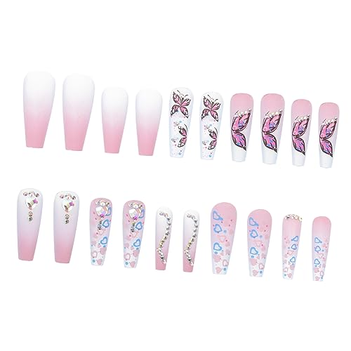 OHPHCALL 24stücke Press Nägel Herz- Gradient Fake Nails Für Frauen Einfache Anwendung Nagelkunst Geschenkidee Für Maniküre-liebhaber von OHPHCALL