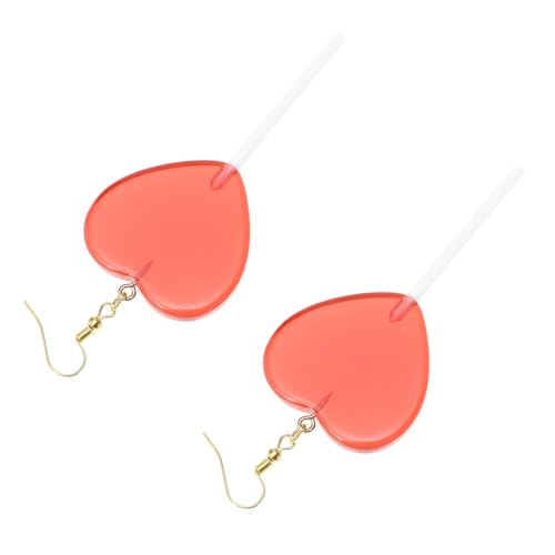 OHPHCALL Herzförmige Resin Lutscher Ohrringe Damen Cartoon Baumelnde Ohrhänger Süßer Ohrschmuck für Alltag Party von OHPHCALL