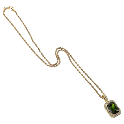 OHPHCALL Hiphop Halskette mit Verstellbarer Kette und Farbigem Quadratischem Zirkonanhänger Robuste Modekette für Damen und Herren Geeignet für Hochzeit Geburtstag Party Lässige Outfits von OHPHCALL