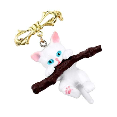 OHPHCALL Katzenbrosche mit Baumzweig Kreative Anstecknadel aus Resin und Legierung Leichtes Langlebiges Kleidungsabzeichen Niedliche Modeaccessoire für Damen und Geschenkideen von OHPHCALL