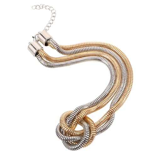 OHPHCALL Knotted Link Halskette für Damen Vintage Stil Metallfarb Mix Leichte Vielseitige Schlüsselbein Kette Modisches Schmuckstück für Büro Alltag und Besondere Anlässe von OHPHCALL