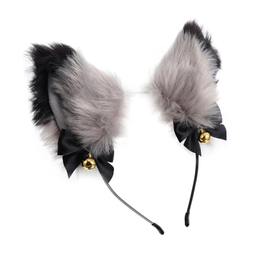 OHPHCALL Kopfschmuck Aus Gold Cosplay-haarreif Für Party Ohr-haarband Mit Plüsch Stirnband-accessoire Für Erwachsene Schlicht Und Bequem von OHPHCALL