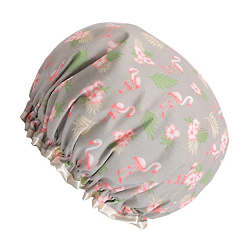 OHPHCALL Duschhaube Für Damen Wasserdichte Doppellagige Badekappe Im Flamingo-design Für Dusche Küche Und Spa Leicht Und Haar Schutz Beim Make-up Und Gesichtsreinigung von OHPHCALL