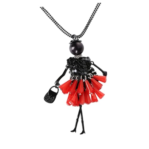 OHPHCALL Lange Cartoon Halskette mit Anhänger für Mädchen Leichte Bunte Kette für Damen für Partys Reisen und Festivals Rot von OHPHCALL