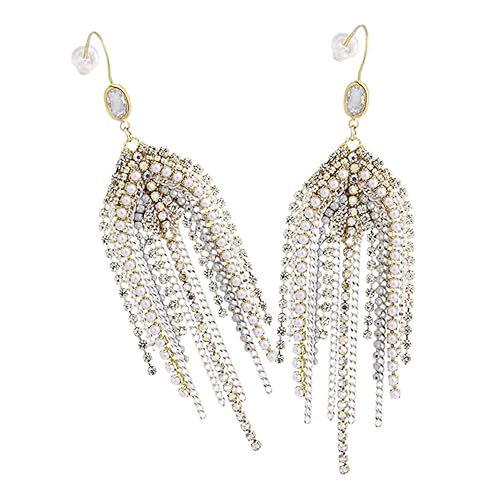 OHPHCALL Lange Perlen Quastenohrringe für Frauen Statement Chandelier Ohrringe Perlen Einzigartiger Schmuck für Besondere Anlässe für Hochzeiten und Feiern von OHPHCALL