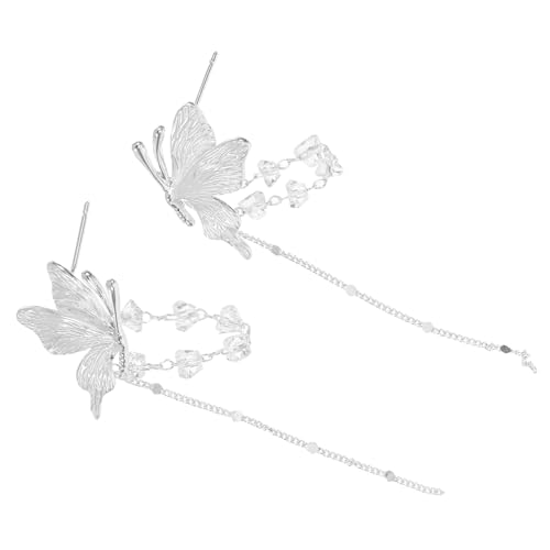 OHPHCALL Lange Quastenohrringe Schmetterling Anhänger Ohrringe Leichte Dangle Statement Schmuck für Frauen Mädchen Hochzeits und Alltagslook Silber von OHPHCALL