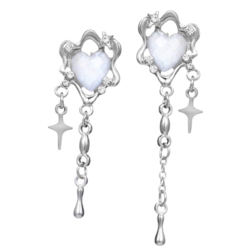 OHPHCALL Leichte Damen Ohrringe Herz und Stern Design Silberne Dangle Ohrhänger Langlebig und Komfortabel Schmuckstücke für Frauen und Mädchen von OHPHCALL