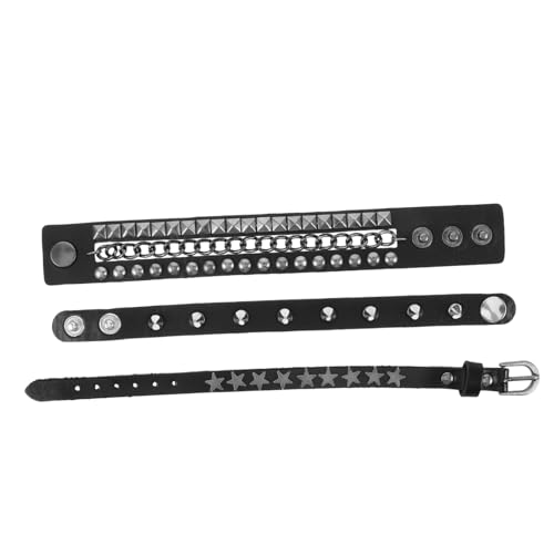 OHPHCALL Mehrlagiges Punk Lederarmband Herren Damen Verstellbares Geflochtenes PU Armband mit Nieten Robuster Fake Leather Biker Cuff für Alltag und Streetwear von OHPHCALL