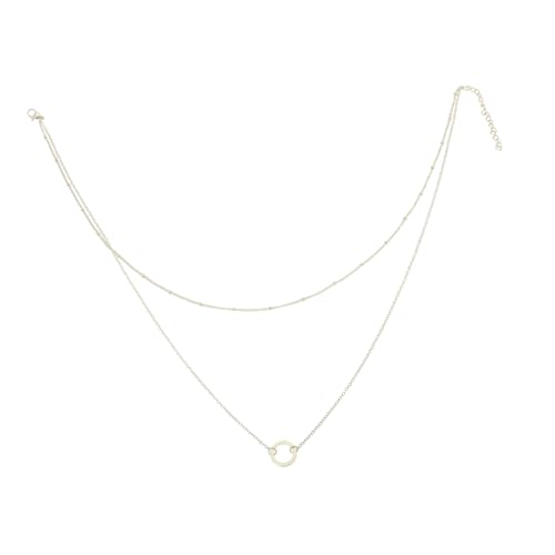 OHPHCALL Mehrschichtige Damenhalskette mit Schlichtem Kreisanhänger Doppellagiges Design Leicht und Komfortabel Modisches Schlüsselbein schmuckstück für Frauen und Mädchen von OHPHCALL