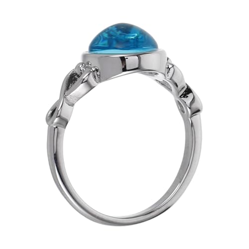 OHPHCALL Minimalistischer Damenring aus Blauem mit Kupferband Drehbar für Stimmungssteuerung Eleganter Statement Fingerring für Hochzeiten und Verlobungen Vielseitig Kombinierbar von OHPHCALL