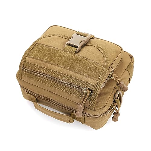 OHPHCALL Umhängetasche Aus Nylon Für Männer Und Frauen Outdoor Reise Tasche Mit Reißverschluss Vordertaschen Und Netztasche Verstellbarer Schultergurt Taktische Crossbody Messenger Bag Brau von OHPHCALL