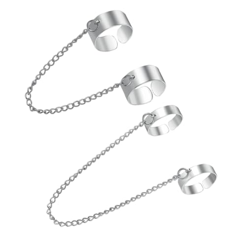 OHPHCALL Punk Offene Manschettenring Set Ketten Fingerringe Set Unisex Verstellbar Modischer Schmuck Damen Herren von OHPHCALL