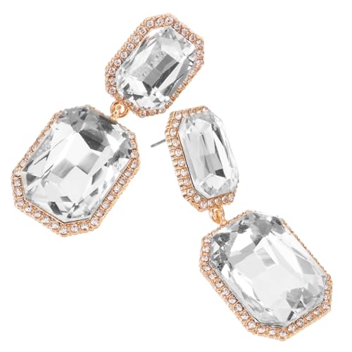OHPHCALL Retro Geometrische Glasstein Ohrhänger Damen Bling Ohrschmuck aus Langlebiger Legierung Statement Ohrringe für Hochzeit Party Prom und Festliche Anlässe von OHPHCALL