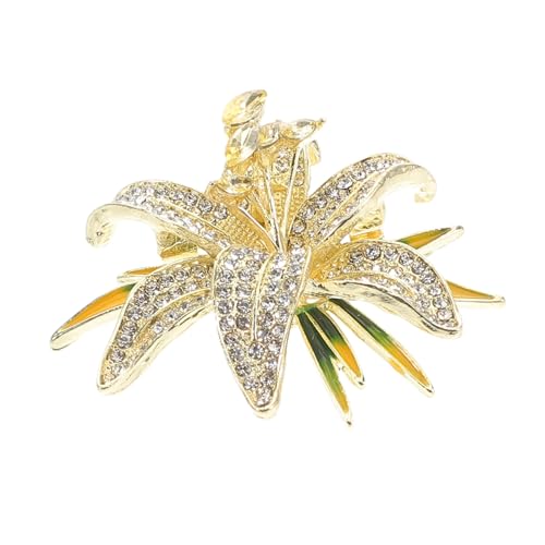 OHPHCALL Rhinestone Brosche Anstecknadel Lilienblüte Strass Schmuck Elegant für Damen Hemd Jacke Schal Verzierungen Vielseitig für Beruf Freizeit von OHPHCALL