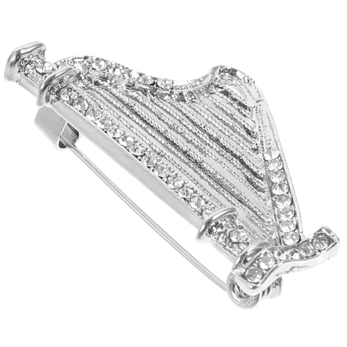 OHPHCALL Rhinestone Brosche Harfenform aus Legierung Modisches Unisex Accessoire für Festival Eleganter Anstecker für Damen und Herren Stilvolle Musikinstrument Schmuckidee von OHPHCALL