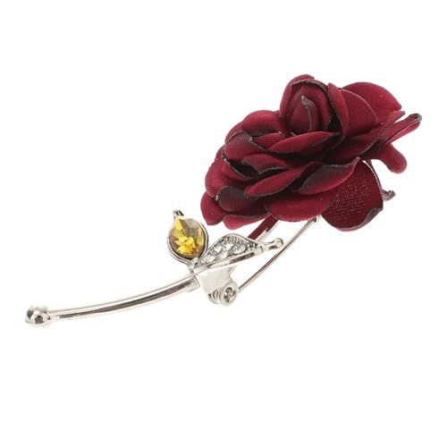 OHPHCALL Rote Rosenbrosche mit Funkelnden Strasssteinen Blumen anstecknadel aus Langlebiger Legierung Modischer Schmuck für Damen zur Kleidungs Taschen dekoration von OHPHCALL