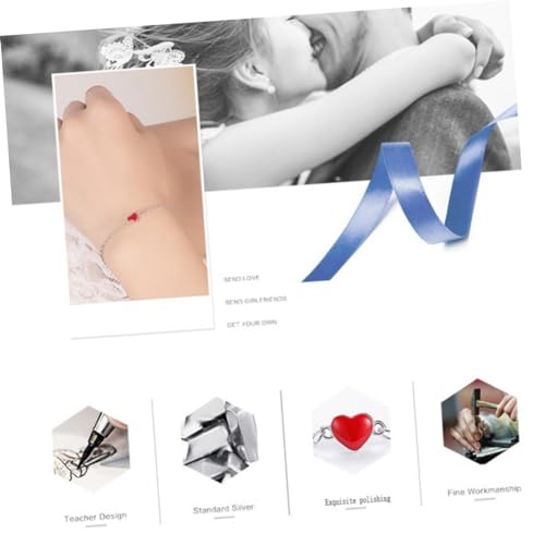 OHPHCALL Rotes Herzarmband Damen Kreatives Silberbeschichtetes Armband Elegant Verstellbar Charm Schmuck Geburtstag von OHPHCALL