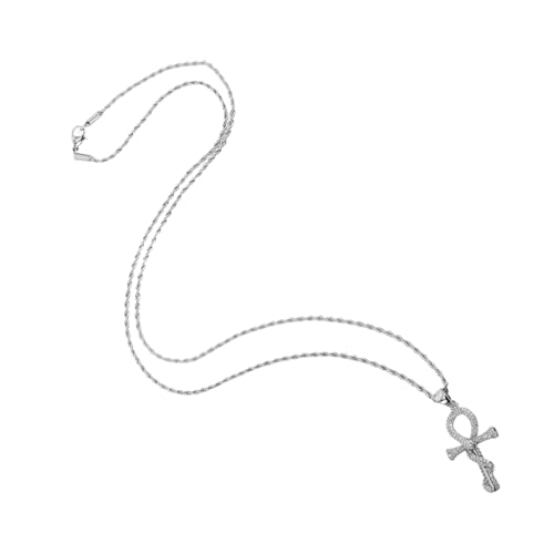 OHPHCALL Schlangenanhänger Halskette Herren Damen Kupfer Kreuz Clavicle Chain Punk Schmuck Silberfarben Langlebig Poliert Modisch Vielseitig Tragbar von OHPHCALL