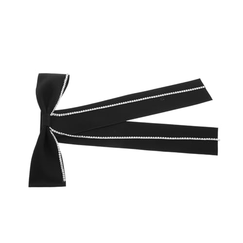 OHPHCALL Schwarze Stoff schleifenbrosche Damen Anstecknadel mit Strassverzierung Atmungsaktives Material Vielseitiges Blusen Kleidungszubehör Eleganter Schmuck für Hemd und Kostüm von OHPHCALL