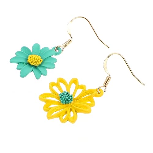 OHPHCALL Silber Daisy Ohrringe Gelb und Grün Kreative Blumen Ohrstecker für Damen Vielseitige Schmuckstücke für von OHPHCALL