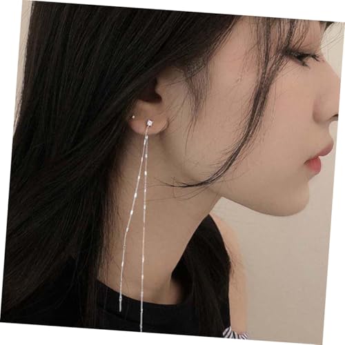 OHPHCALL Silber Ohrstecker mit Langen Asymmetrischen Quasten Modische Ohrhänger für Damen und Mädchen Umweltfreundliches Kupfer Stilvolle Ohrkette Langlebiger Ohrschmuck von OHPHCALL