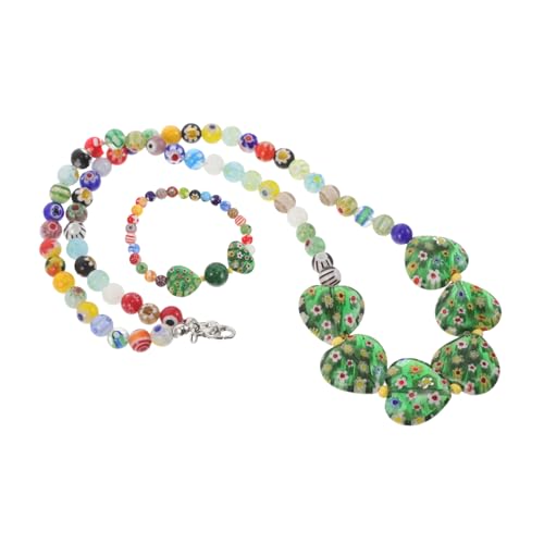 OHPHCALL Stil Schmuckset Herz Halskette und Armband für Damen Buntes Handgefertigtes Glasperlen Romantisches Valentinstagsgeschenk für Alltag und Reisen von OHPHCALL