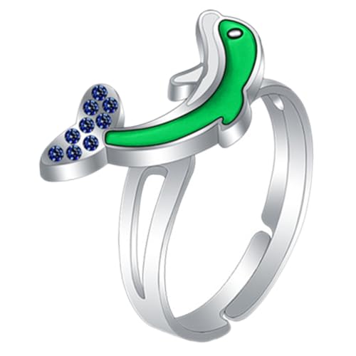 OHPHCALL Verstellbarer Delfin Stimmungsring Farbwechsel Offener Fingerring Tierform Komfortabler Modeschmuck Für Jungen Mädchen Halloween Party von OHPHCALL
