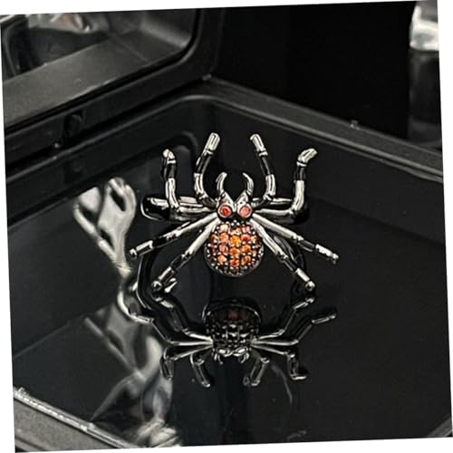 OHPHCALL Verstellbarer Punk Spinnenring mit Strasssteinen Vintage Gothic Damen und Herren Schmuck Offener Statement ring für Halloween Cosplay Alltag und Party von OHPHCALL