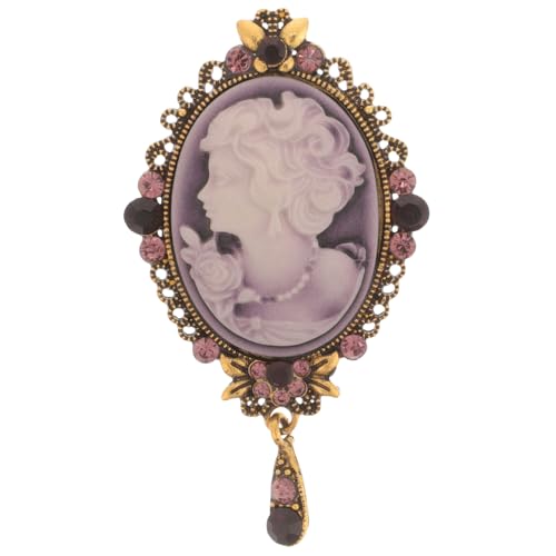 OHPHCALL Victorian Brosche Damen Vintage Schmuck mit Diamantverzierung Geprägtes Damenporträt Modische Anstecknadel für Party Konzert und Alltag Elegantes Accessoire aus Langlebiger von OHPHCALL