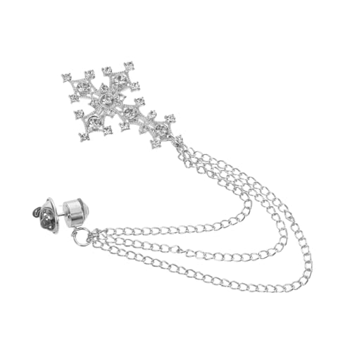 OHPHCALL Vintage Cross Tassel Chain Brooch Pin mit Funkelnden Strasssteinen Robuste Metallkonstruktion Sicherer Halt Retro Punk Style Geeignet für Pullover Mantel Cardigan und von OHPHCALL
