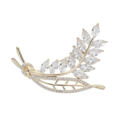 OHPHCALL Weizenohr Brosche mit Funkelnden Zirkonia Blättern Leichte Metallnadeln Modisches Ansteckaccessoire für Damenkleider für Hochzeiten Bankette und Anzüge von OHPHCALL