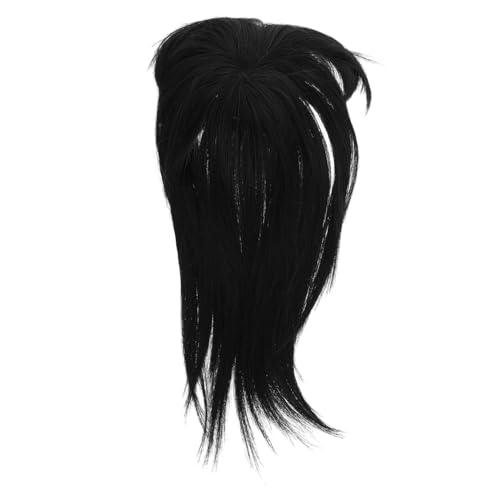 OHPHCALL Echthaar Unsichtbare Perücke Perücken Toupet Diehüte Gullit Perücke Haarperücke Haarklammer Schnappen Gel Menschlich Echthaaraufsätze Für Damen Haaraufsatz Hochtemperaturdraht Black von OHPHCALL