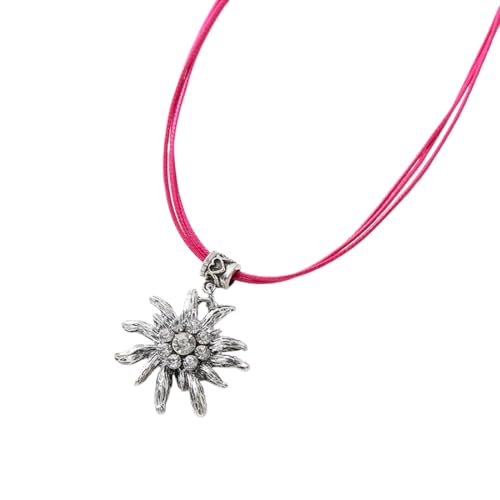 OHREN 1 Stück Weiß Trachtenkette Wiesnherz Trachtenschmuck Damen Set Oktoberfest Trachtenschmuck Edelweiss Dirndl Schmuck für Damen Bierfest Trachten Dirndl Outfit Accessoires Oder Damen Tracht von OHREN