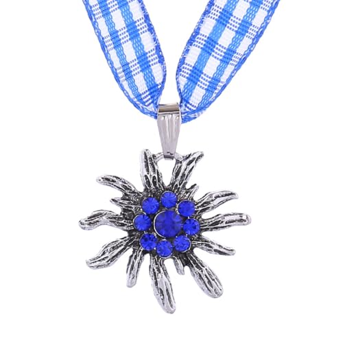 OHREN 1 pcs Blau Strasskette Edelweiß Schmuck Halsband Bierfest Volksfest Karneval Mottoparty von OHREN