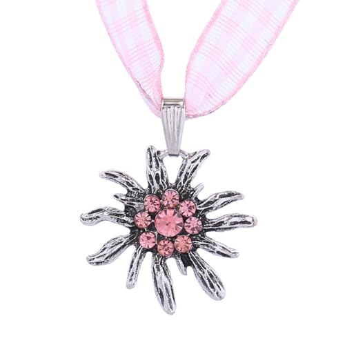 OHREN 1 pcs Rosa Strasskette Edelweiß Schmuck Halsband Bierfest Volksfest Karneval Mottoparty von OHREN
